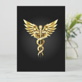 Gouden veelhoekig symbool Caduceus Kaart (Staand voorkant)