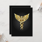 Gouden veelhoekig symbool Caduceus Kaart (Voorkant / Achterkant in situ)