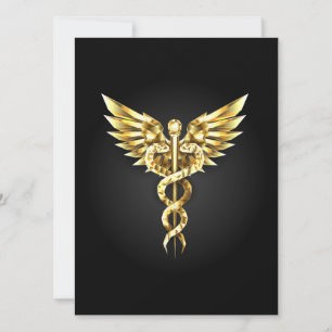 Gouden veelhoekig symbool Caduceus Kaart