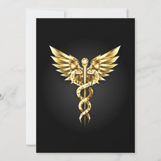Gouden veelhoekig symbool Caduceus Kaart (Voorkant)