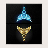 Gouden veelhoekig symbool Caduceus Kaart (Buitenkant ongevouwen)