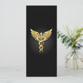 Gouden veelhoekig symbool Caduceus Kaart (Staand voorkant)