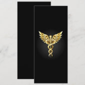 Gouden veelhoekig symbool Caduceus Kaart (Voorkant / Achterkant)