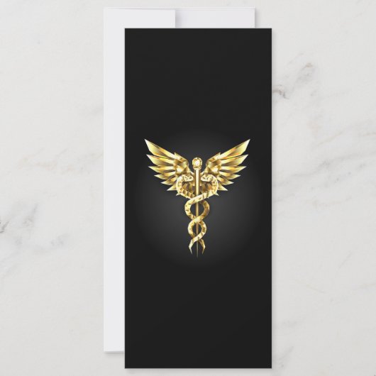 Gouden veelhoekig symbool Caduceus Kaart (Voorkant)