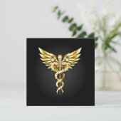 Gouden veelhoekig symbool Caduceus Kaart (Staand voorkant)