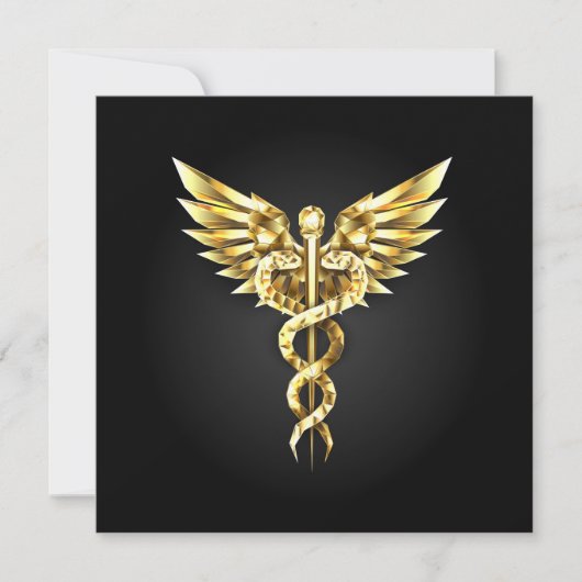 Gouden veelhoekig symbool Caduceus Kaart (Voorkant)