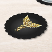 Gouden veelhoekig symbool Caduceus Kartonnen Onderzetters (Gekanteld)