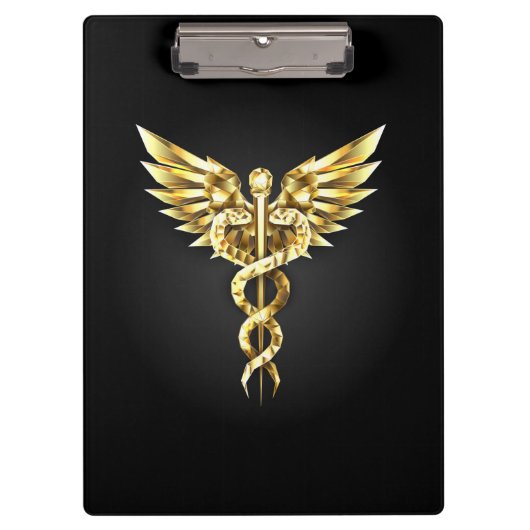 Gouden veelhoekig symbool Caduceus Klembord (Voorkant)