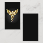 Gouden veelhoekig symbool Caduceus Kortingskaartje (Voorkant / Achterkant)