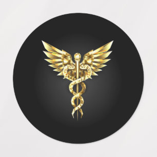 Gouden veelhoekig symbool Caduceus Labels