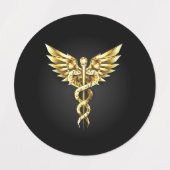 Gouden veelhoekig symbool Caduceus Labels (Design 1)