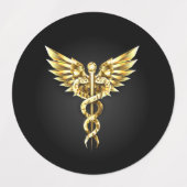 Gouden veelhoekig symbool Caduceus Labels (Design 1)