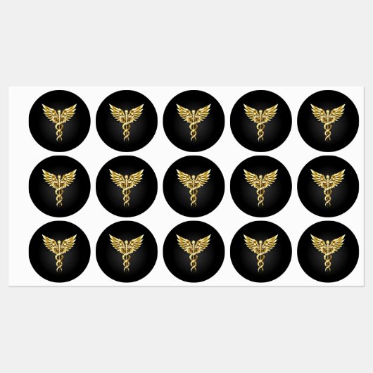 Gouden veelhoekig symbool Caduceus Labels (Vel)
