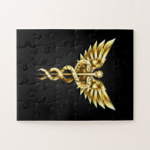 Gouden veelhoekig symbool Caduceus Legpuzzel (Horizontaal)