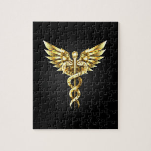 Gouden veelhoekig symbool Caduceus Legpuzzel
