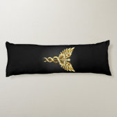 Gouden veelhoekig symbool Caduceus Lichaamskussen (Achterkant)