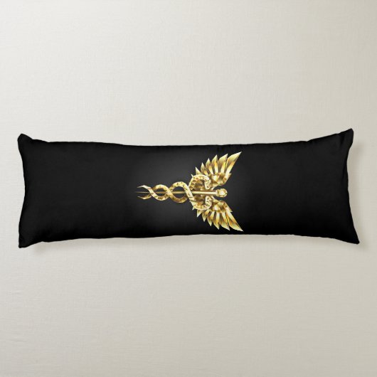 Gouden veelhoekig symbool Caduceus Lichaamskussen (Achterkant)