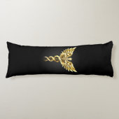 Gouden veelhoekig symbool Caduceus Lichaamskussen (Voorkant)