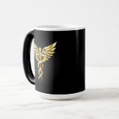 Gouden veelhoekig symbool Caduceus Magische Mok (Voorkant links)