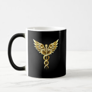 Gouden veelhoekig symbool Caduceus Magische Mok