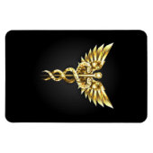 Gouden veelhoekig symbool Caduceus Magneet (Horizontaal)