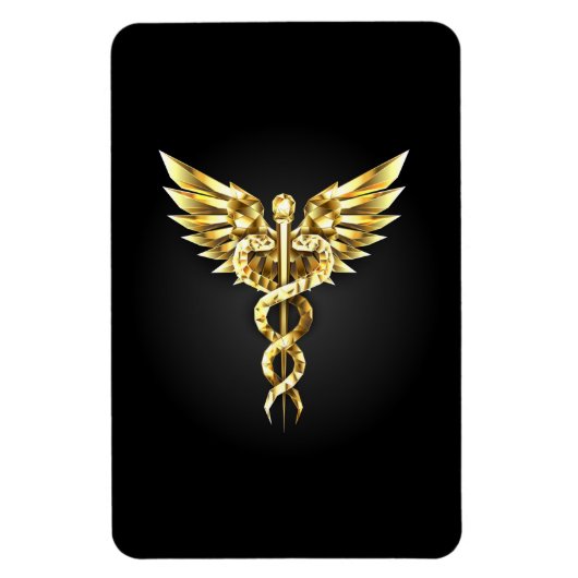 Gouden veelhoekig symbool Caduceus Magneet (Verticaal)