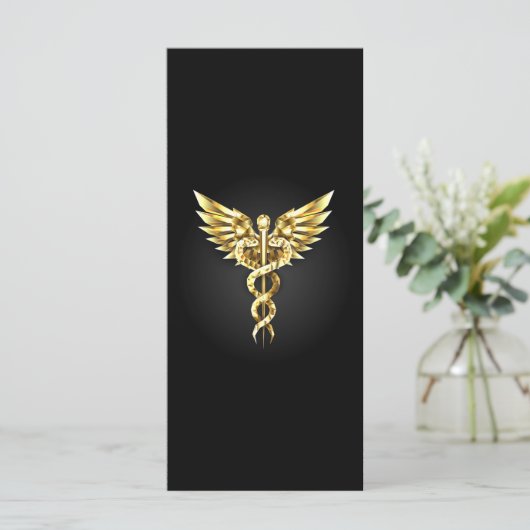 Gouden veelhoekig symbool Caduceus Menu (Staand voorkant)