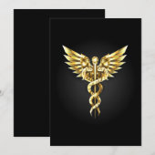 Gouden veelhoekig symbool Caduceus Menu (Voorkant / Achterkant)