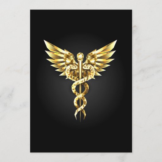 Gouden veelhoekig symbool Caduceus Menu (Voorkant)