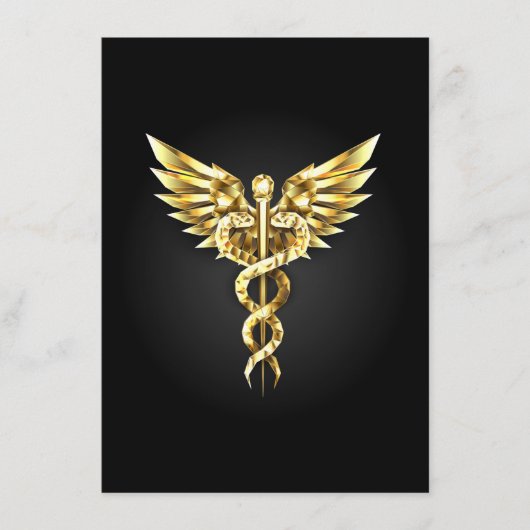 Gouden veelhoekig symbool Caduceus Menu (Voorkant)