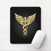 Gouden veelhoekig symbool Caduceus Muismat (Met muis)
