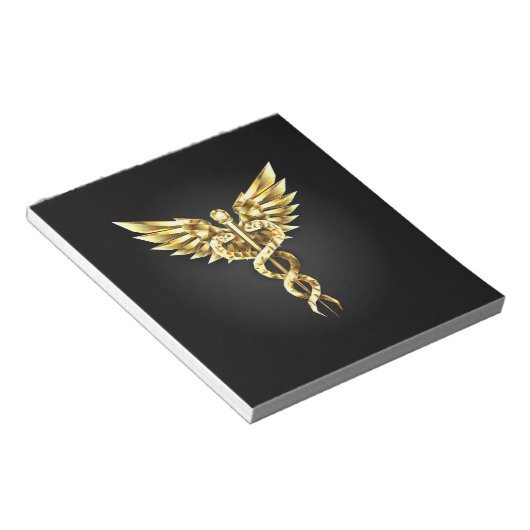Gouden veelhoekig symbool Caduceus Notitieblok (Schuin)