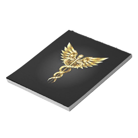 Gouden veelhoekig symbool Caduceus Notitieblok (Linkerzijde)
