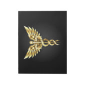 Gouden veelhoekig symbool Caduceus Notitieblok (Linkerzijde)