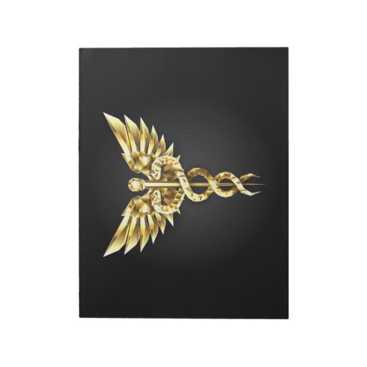 Gouden veelhoekig symbool Caduceus Notitieblok (Linkerzijde)
