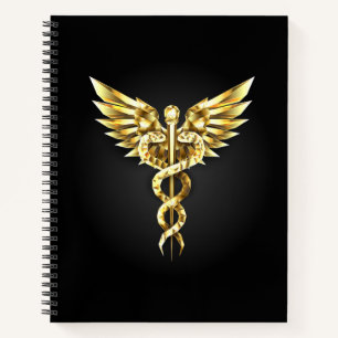 Gouden veelhoekig symbool Caduceus Notitieboek