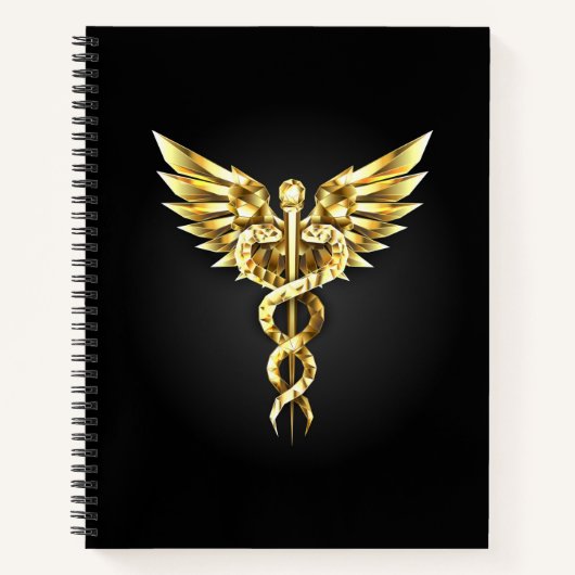 Gouden veelhoekig symbool Caduceus Notitieboek (Voorkant)