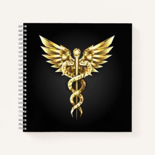 Gouden veelhoekig symbool Caduceus Notitieboek