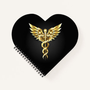 Gouden veelhoekig symbool Caduceus Notitieboek