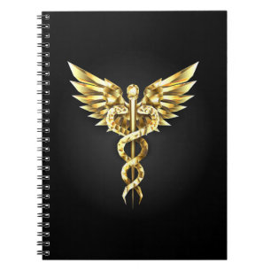 Gouden veelhoekig symbool Caduceus Notitieboek