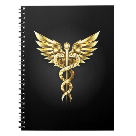 Gouden veelhoekig symbool Caduceus Notitieboek (Voorkant)