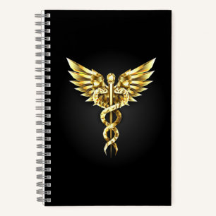 Gouden veelhoekig symbool Caduceus Notitieboek