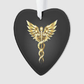 Gouden veelhoekig symbool Caduceus Ornament (voorkant)