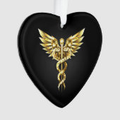 Gouden veelhoekig symbool Caduceus Ornament (voorkant)