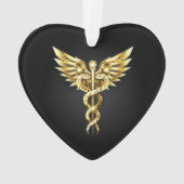 Gouden veelhoekig symbool Caduceus Ornament (achterkant)
