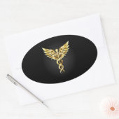 Gouden veelhoekig symbool Caduceus Ovale Sticker (Envelop)