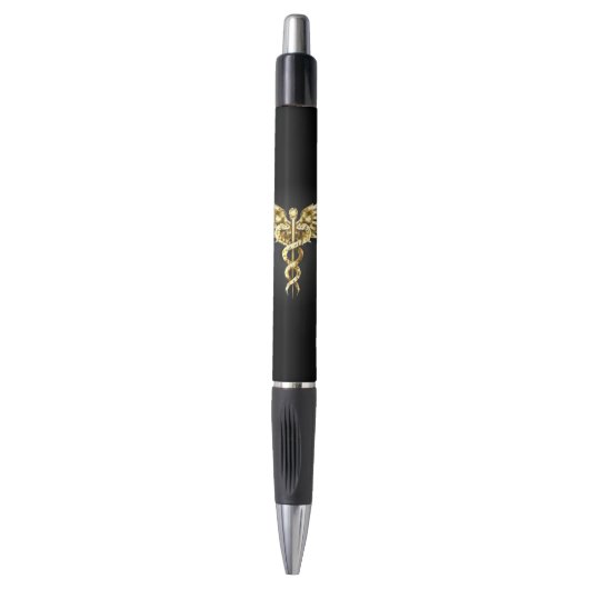 Gouden veelhoekig symbool Caduceus Pen (Voorkant Verticaal)