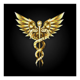 Gouden veelhoekig symbool Caduceus Perfect Poster