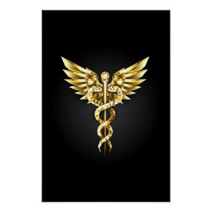 Gouden veelhoekig symbool Caduceus Perfect Poster