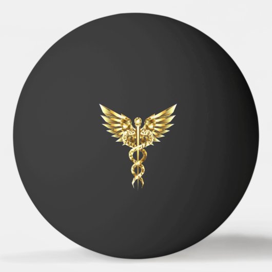 Gouden veelhoekig symbool Caduceus Pingpongbal (Achterkant)